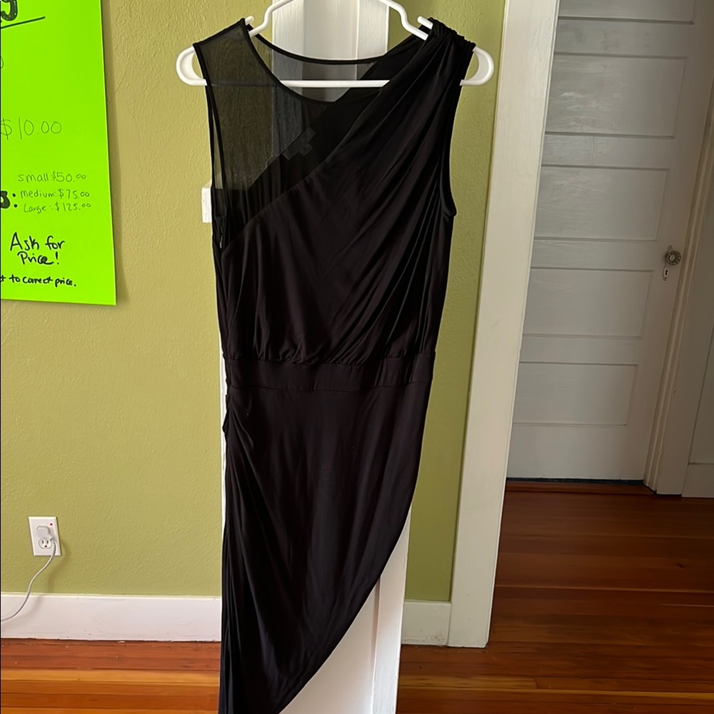 Black Asymmetrical Ruched Cocktail Dress